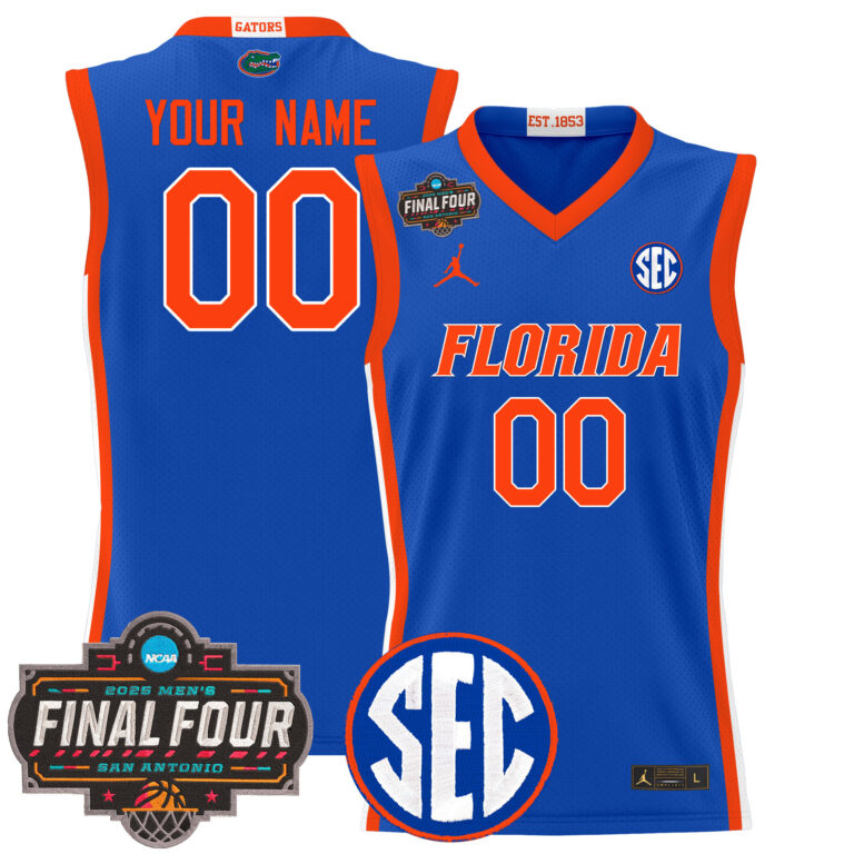 Men Florida Gators 2025 Final Four Patch NCAA blue Custom Jersey